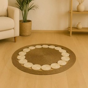 Χαλί Opronzo Inart φυσικό σχοινί Φ100x2εκ 100x100x2 εκ.