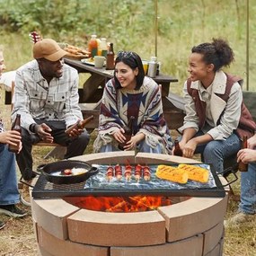 VEVOR 32" Rectangle Cooking Grate Fire Pit Grill Grate X-Marks Heavy-Duty Steel