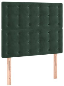vidaXL Κεφαλάρι Κρεβατιού LED Σκούρο Πράσινο 90x5x118/128εκ. Βελούδινο