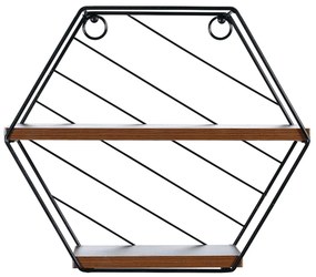 Ράφι Τοίχου  SALERNO Μαύρο/Καφέ MDF/Μέταλλο 31x11x27cm