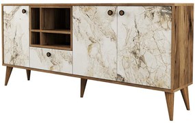 Μπουφές Napoli 845HCT5340 180x35x81cm Marble Effect White Πλαστικό,Μοριοσανίδα