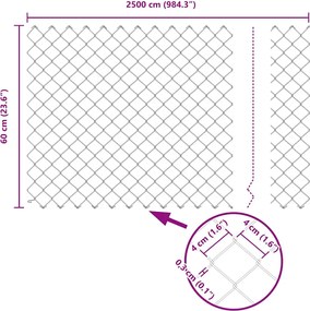 vidaXL Φράχτης αλυσίδας Πράσινο 25 x 0,6 μ Ατσάλι