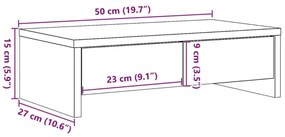 Βάση Οθόνης με Συρτάρια Καπνιστή Δρυς 50x27x15 εκ Επεξεργ. Ξύλο - Καφέ