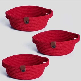 Καλάθια Αποθήκευσης (Σετ 3Τμχ) 171JTR1246 25x25x10cm Red Aberto Design Cotton