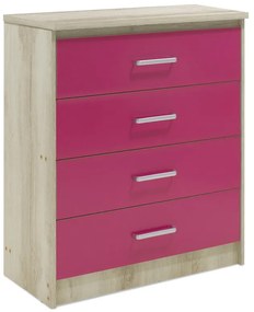 Συρταριέρα παιδική Looney pakoworld με 4 συρτάρια χρώμα castillo-ροζ 80x40x95εκ