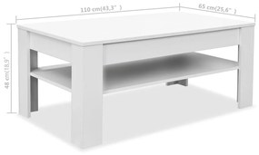 Τραπεζάκι Σαλονιού Λευκό 110 x 65 x 48 εκ. από Επεξ. Ξύλο - Λευκό