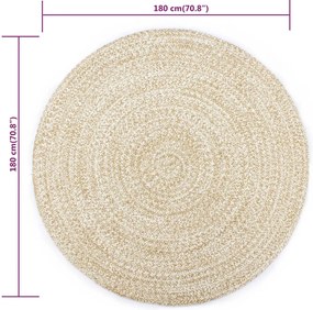 vidaXL Χαλί Χειροποίητο Λευκό και Καφέ 180 εκ. από Γιούτα