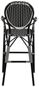Σκαμπό Μπαρ C5794.02 Αλουμινίου Bamboo Look με Wicker Μαύρο - Λευκό 56x60x126 εκ. 56x60x126 εκ.