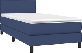 vidaXL Κρεβάτι Boxspring με Στρώμα &amp; LED Μπλε 100x200 εκ. Υφασμάτινο
