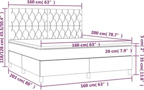vidaXL Κρεβάτι Boxspring με Στρώμα Μαύρο 160x200 εκ. Υφασμάτινο