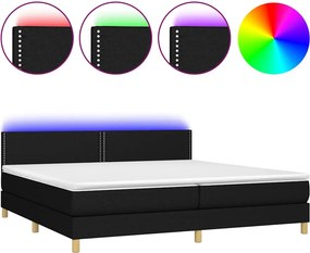 vidaXL Κρεβάτι Boxspring με Στρώμα &amp; LED Μαύρο 200x200 εκ. Υφασμάτινο