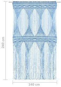 Κουρτίνα Μακραμέ Μπλε 140 x 240 εκ. Βαμβακερή - Μπλε