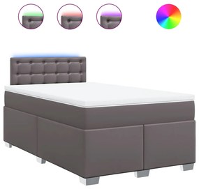 vidaXL Κρεβάτι Boxspring με Στρώμα Γκρι 120x190εκ. από Συνθετικό Δέρμα