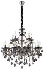 Artekko Chandelier Πολυέλαιος 15φωτος Ανθρακί Κρύσταλλο (90x90x90)cm