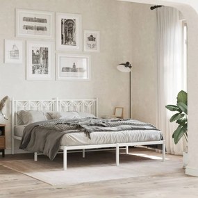 vidaXL Πλαίσιο Κρεβατιού με Κεφαλάρι Λευκό 160x200 εκ. Μεταλλικό