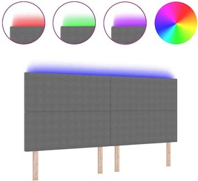 vidaXL LED κεφαλάρι με κεφαλάρι Ανοιχτό γκρι 200 cm Πολυεστέρας