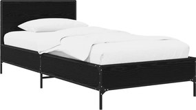 vidaXL Κρεβάτι με Κεφαλάρι Μαύρη Δρυς 80 x 200 cm Επεξεργασμένο Ξύλο