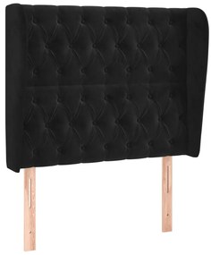 vidaXL Κεφαλάρι με Πτερύγια Μαύρο 103x23x118/128 εκ. Βελούδινο