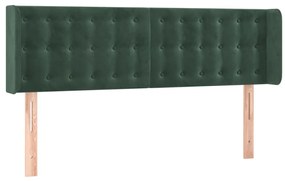 vidaXL Κεφαλάρι Κρεβατιού LED Σκούρο Πράσινο 147x16x78/88εκ. Βελούδινο
