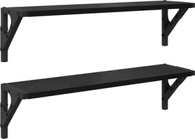 vidaXL Ράφια Τοίχου με ράφι 2 pcs Μαύρη Οξυά 60 x 15 x 15,5 cm