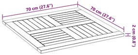 Επιφάνεια Τραπεζιού Τετράγωνη 70x70x2 εκ. Μασίφ Ξύλο Ακακίας - Καφέ