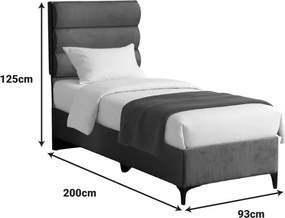 Κρεβάτι Limit pakoworld ύφασμα σε ανθρακί απόχρωση 90x200εκ
