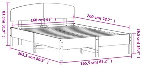 ΠΛΑΙΣΙΟ ΚΡΕΒΑΤΙΟΥ ΜΕ ΚΕΦΑΛΑΡΙ ΜΕΛΙ 160X200ΕΚ. ΜΑΣΙΦ ΞΥΛΟ ΠΕΥΚΟΥ 3207204