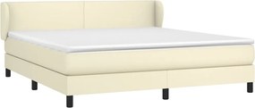 vidaXL Κρεβάτι Boxspring με Στρώμα Κρεμ 180x200 εκ. Συνθετικό Δέρμα