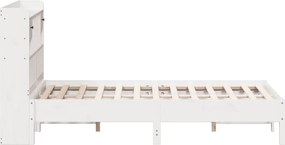 vidaXL Κρεβάτι Βιβλιοθήκη Χωρίς Στρώμα Λευκό 135x190 εκ Μασίφ Πεύκο
