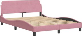 vidaXL Κρεβάτι με Στρώμα Dover Ροζ 140x200 εκ. Βελούδινο