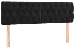 vidaXL Κεφαλάρι Κρεβατιού LED Μαύρο 144x7x78/88 εκ. Βελούδινο