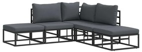 vidaXL Σετ Καναπέ Κήπου με μαξιλάρι 5 pcs Μαύρο Αλουμίνιο