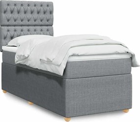 vidaXL Κρεβάτι Boxspring με Στρώμα Ανοιχτό Γκρι 100x200 εκ. Υφασμάτινο