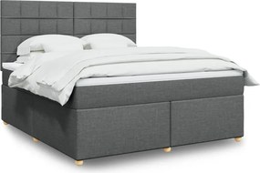 vidaXL Κρεβάτι Boxspring με Στρώμα Σκούρο Γκρι 180x200 εκ Υφασμάτιν