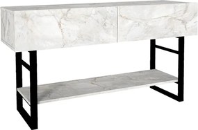 Κονσόλα Aron Megapap χρώμα λευκό εφέ μαρμάρου 138,8x41x75,7εκ.