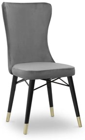 Καρέκλα τραπεζαρίας Mimoza Megapap από βελούδο χρώμα γκρι - μαύρο/χρυσό πόδι 53x48x101εκ. - GP044-0007,3