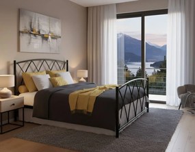 Κρεβάτι Ερμής-110x190-Μαύρο-Με ποδαρικό