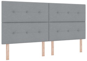 vidaXL Κρεβάτι Box Spring με Στρώμα Γκρι 200x200 εκ. Υφάσματος