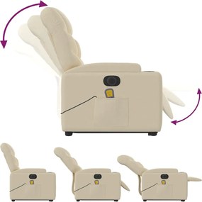 vidaXL Πολυθρόνα Μασάζ Ηλεκ. Ανακλινόμενη με Ανύψωση Κρεμ Υφασμάτινη