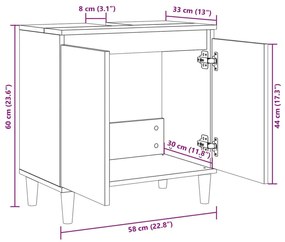 Ντουλάπι Νιπτήρα Sonoma Δρυς 58x33x60 εκ. Επεξεργασμένο Ξύλο - Καφέ