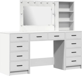 vidaXL Τραπέζι περιποίησης με συρτάρι 3 pcs Λευκό Επεξεργασμένο ξύλο