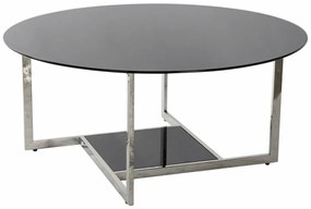 Τραπεζάκι Καφέ DKD Home Decor Μαύρο Ασημί Κρυστάλλινο Χάλυβας Πλαστική ύλη 100 x 100 x 45 cm