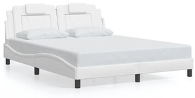 Πλαίσιο Κρεβατιού με LED Λευκό 160x200εκ. Συνθετικό Δέρμα - Λευκό