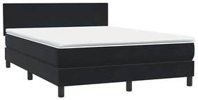 Κρεβάτι Boxspring με Στρώμα Μαύρο 160x210 εκ. Βελούδινο - Μαύρο