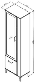 Βιτρίνα Corsica 1K VS1 Flagstaff Oak - Μαύρο 54,5x35x193 εκ.