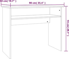 vidaXL Γραφείο Χρώμα Sonoma Δρυς 90 x 50 x 74 εκ. από Επεξ. Ξύλο