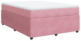 vidaXL Κρεβάτι Boxspring με Στρώμα Ροζ 140x190 εκ. Βελούδινο