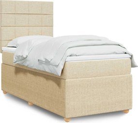 vidaXL Κρεβάτι Boxspring με Στρώμα Κρεμ 80 x 200 εκ. Υφασμάτινο