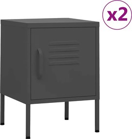 vidaXL Κομοδίνα 2 τεμ. Ανθρακί 35 x 35 x 51 εκ. Ατσάλινα