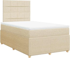 vidaXL Κρεβάτι Boxspring με Στρώμα Κρεμ 120x200 εκ. Υφασμάτινο